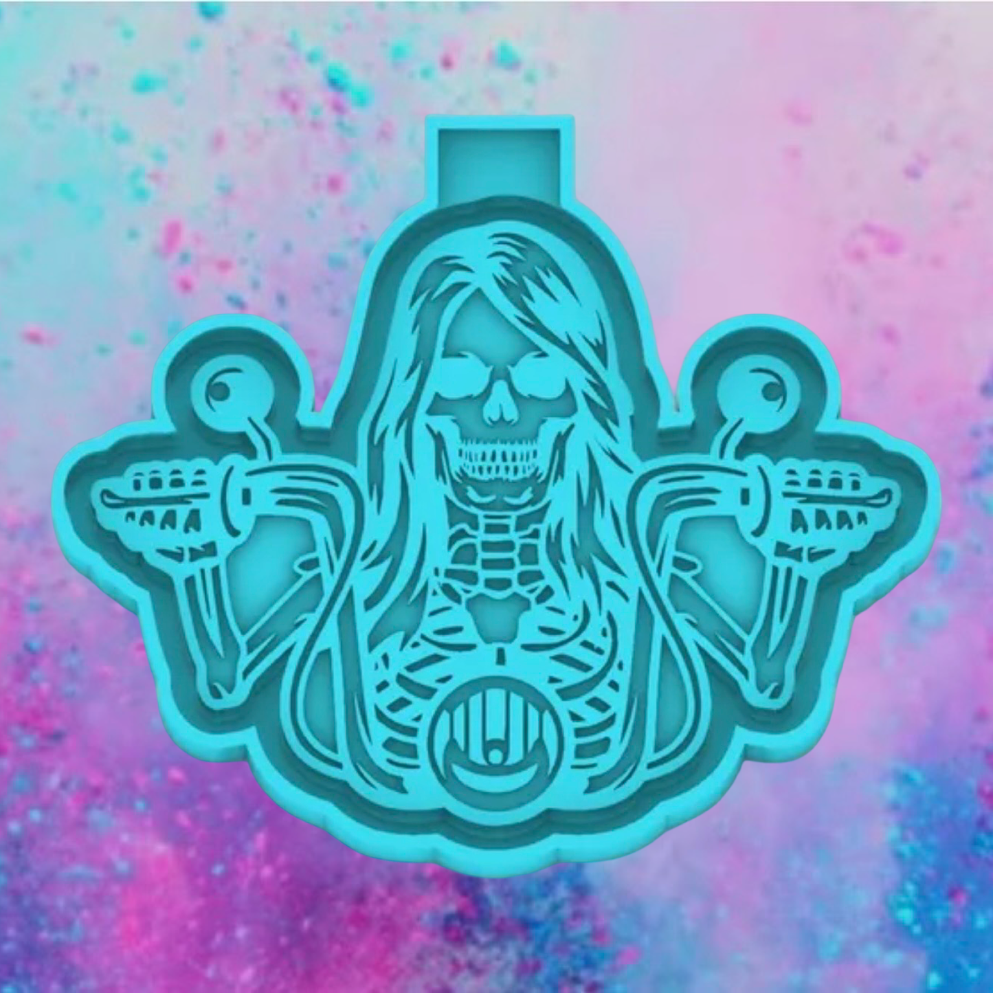 Skeleton woman biker freshie mold