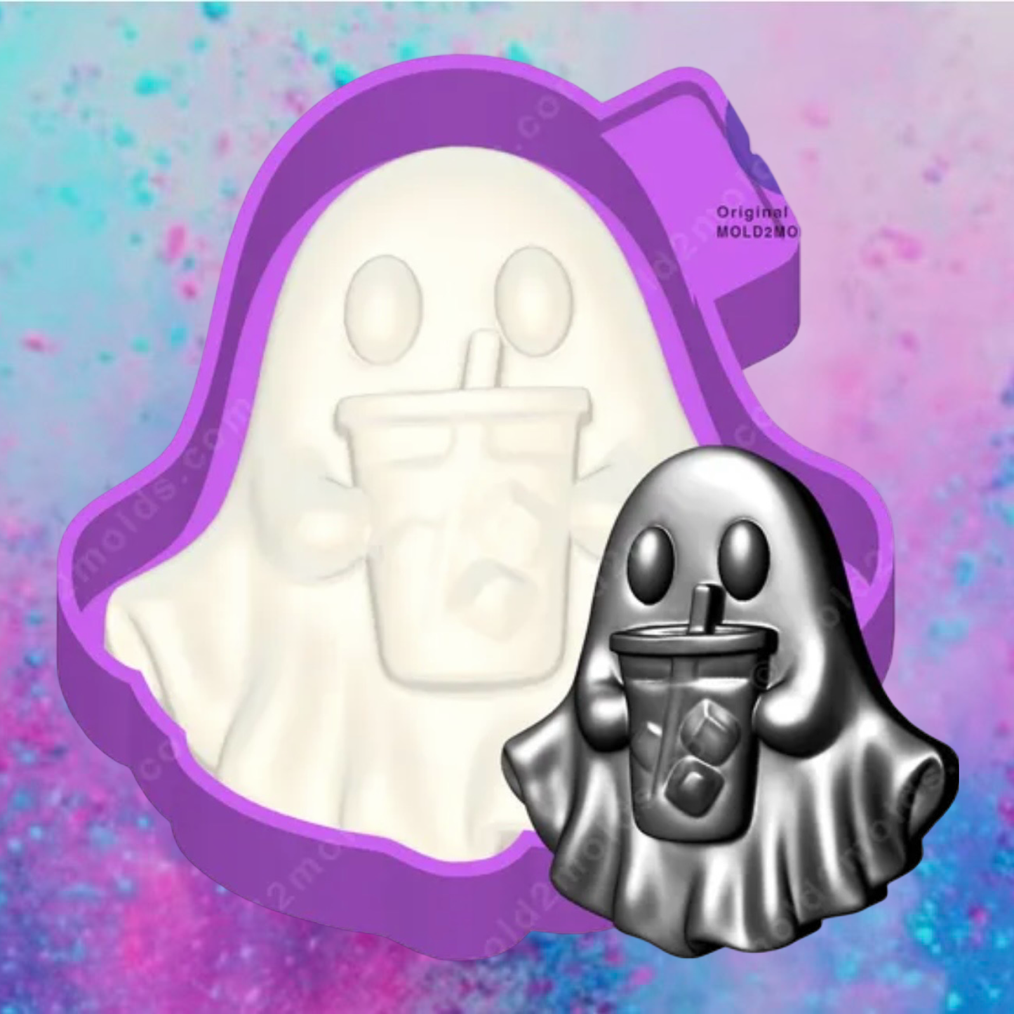 3D ghost with ice coffee freshie molds.