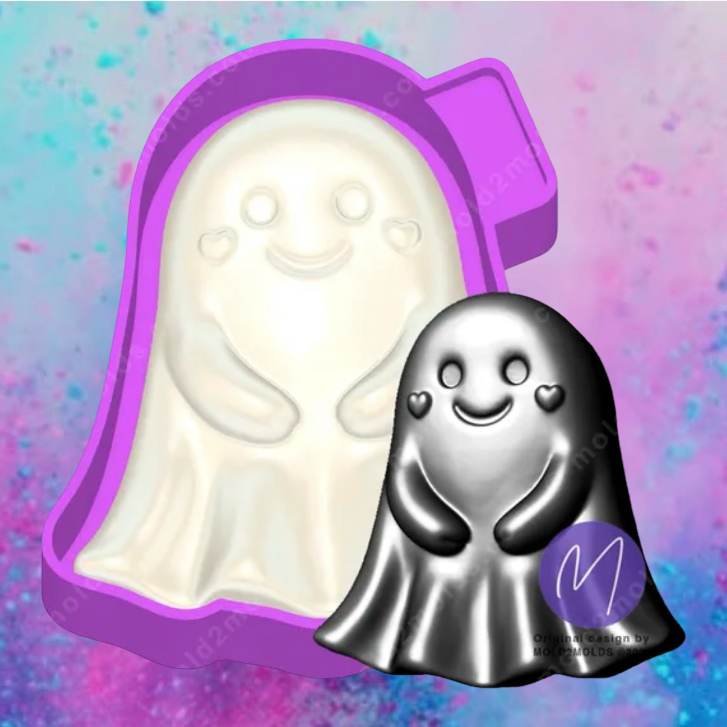3D smiling ghost freshie molds.