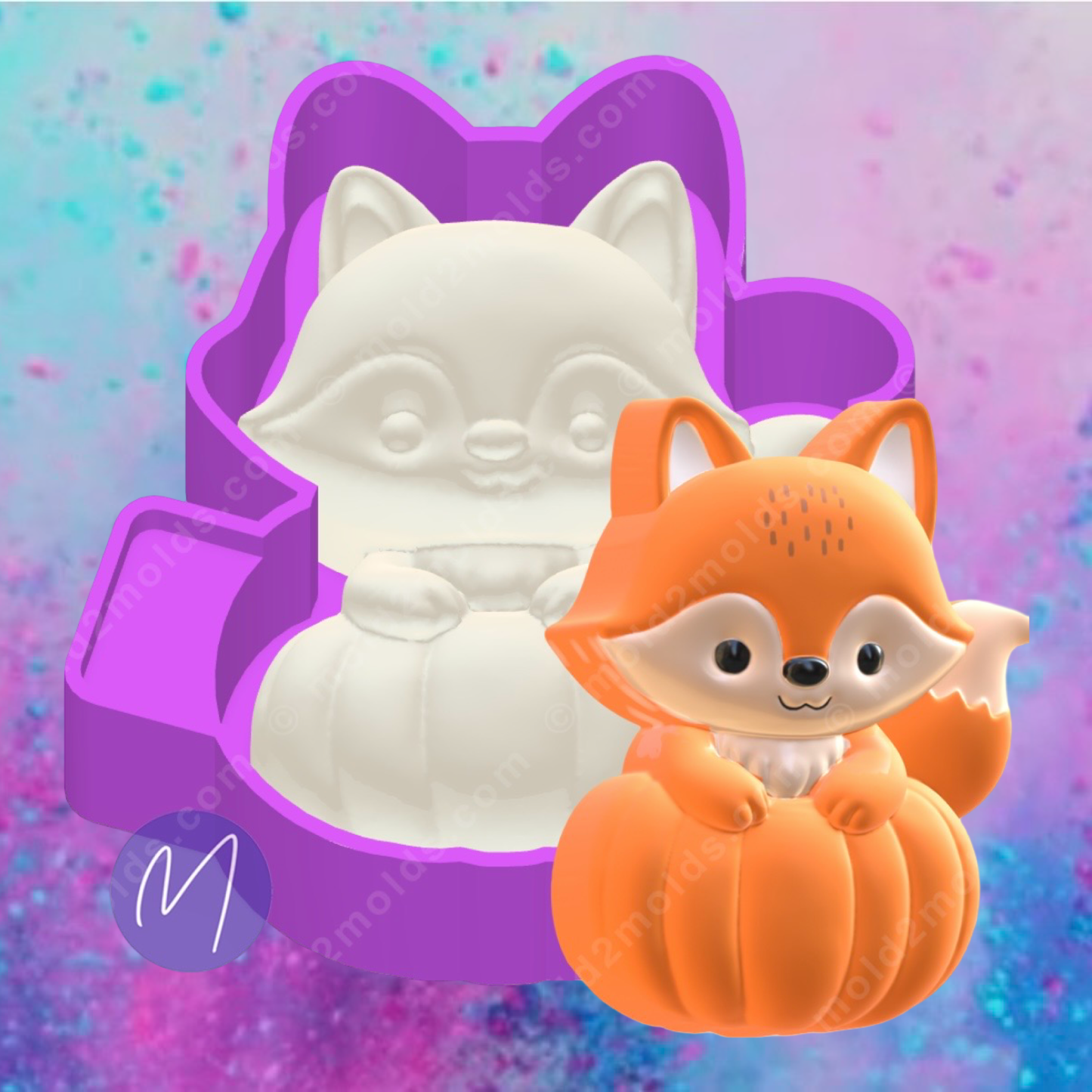3D fox on pumpkin freshie molds.