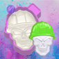 3D construction skull with hard hat freshie molds.