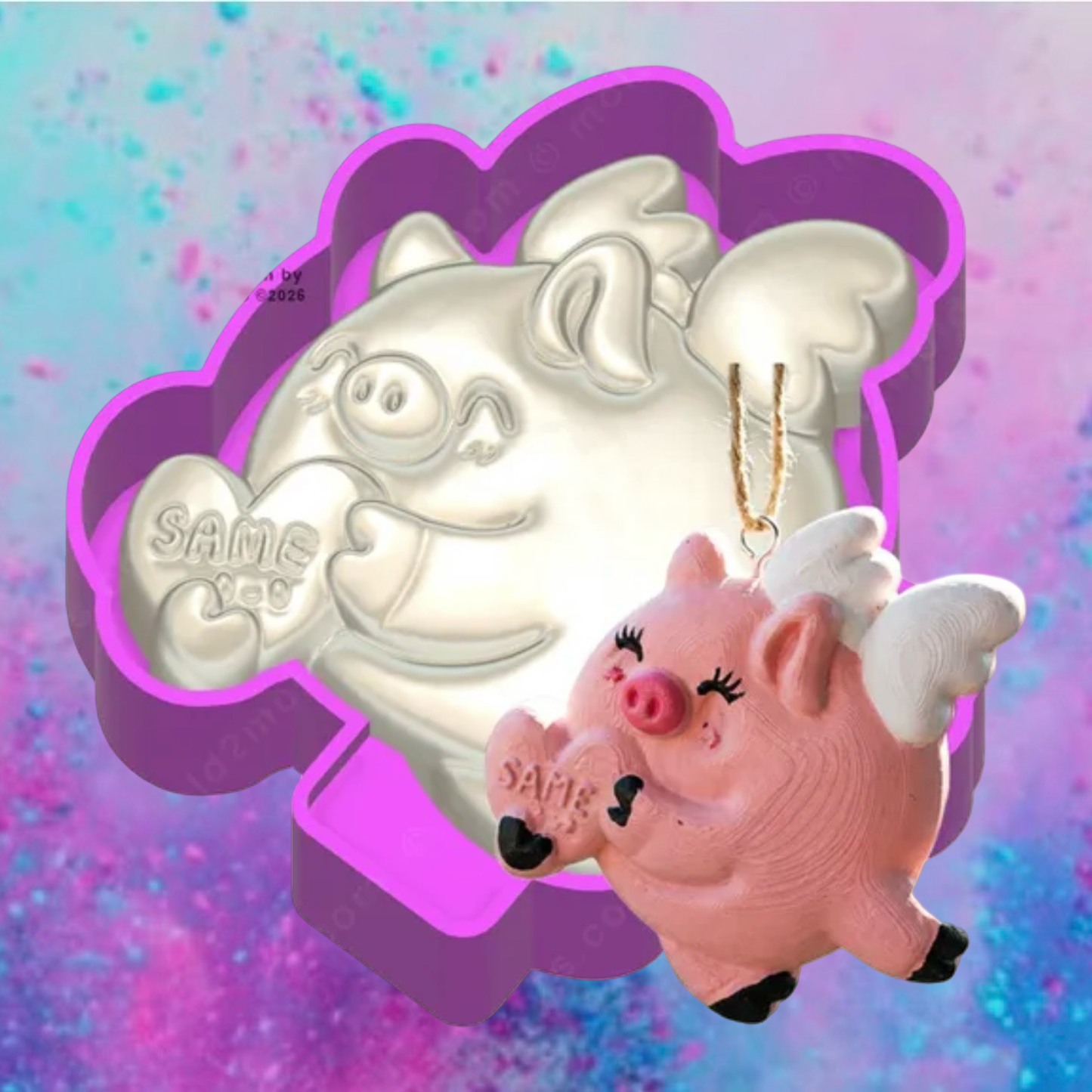 3D Squishy flying pig freshie molds.