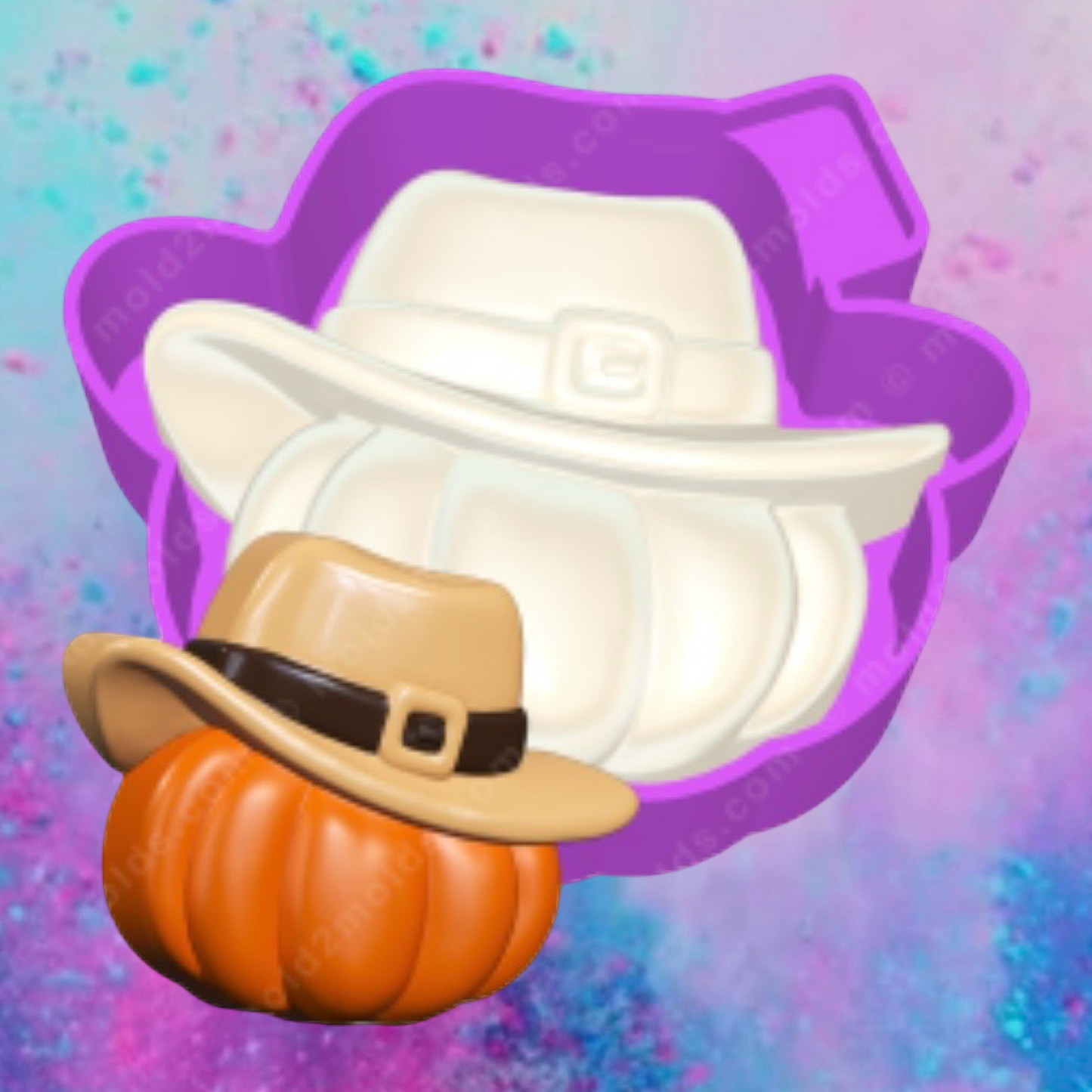 3D pumpkin with cowboy hat freshie molds.