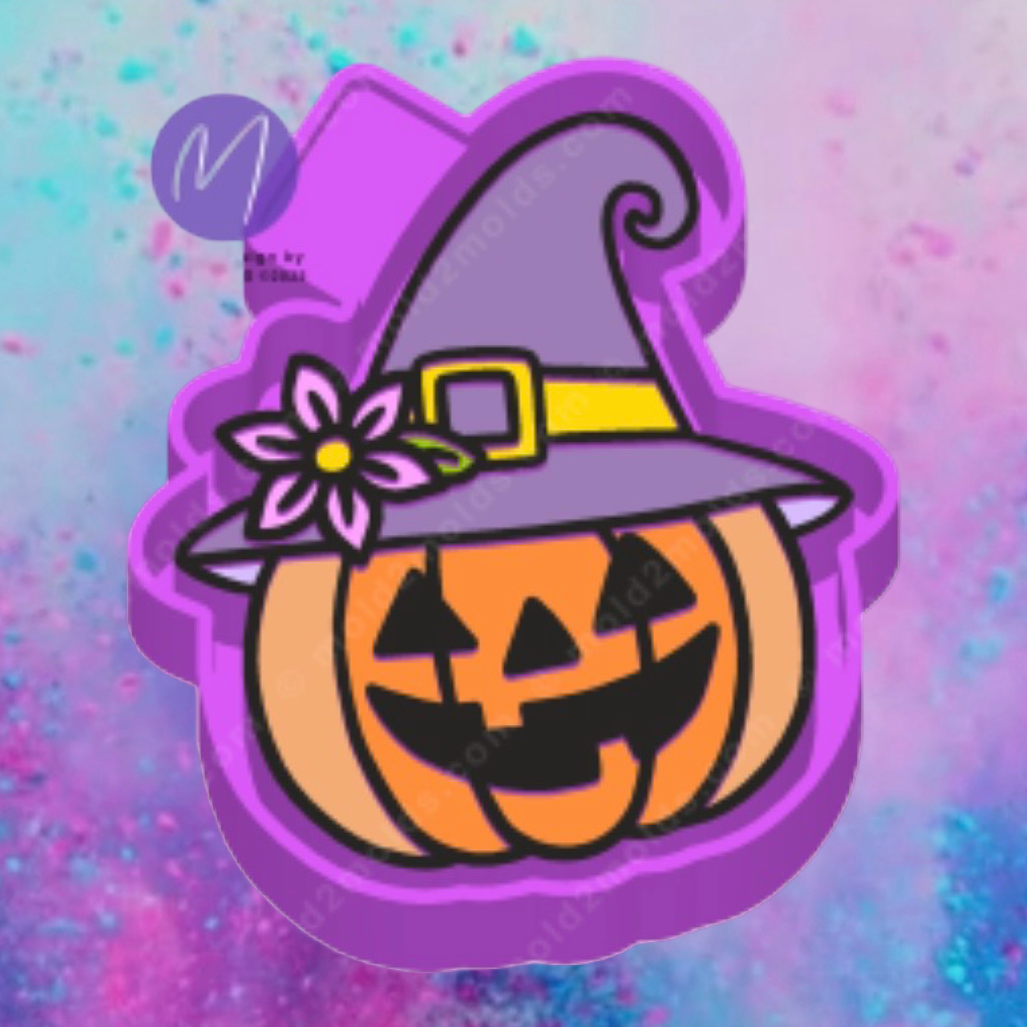 Pumpkin with witches hat freshie mold