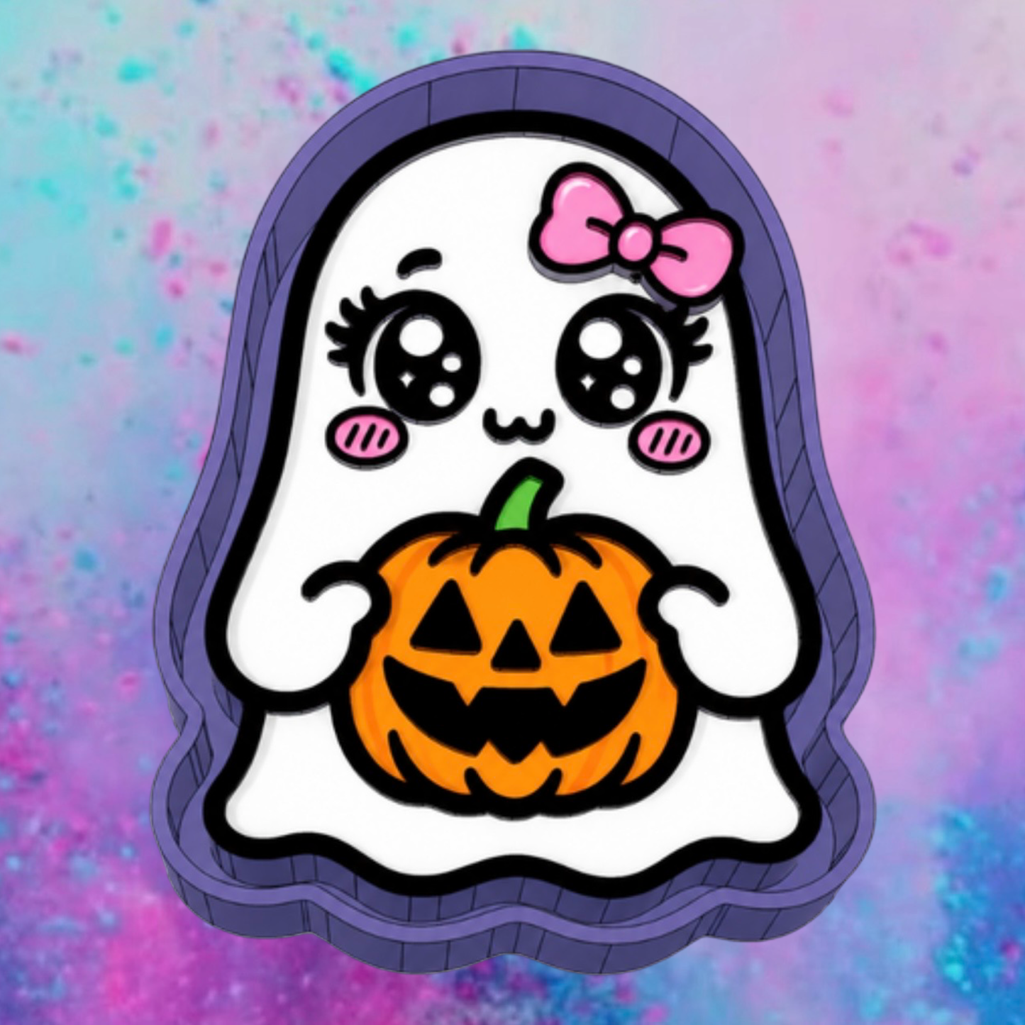 Cute ghost with pumpkin freshie mold