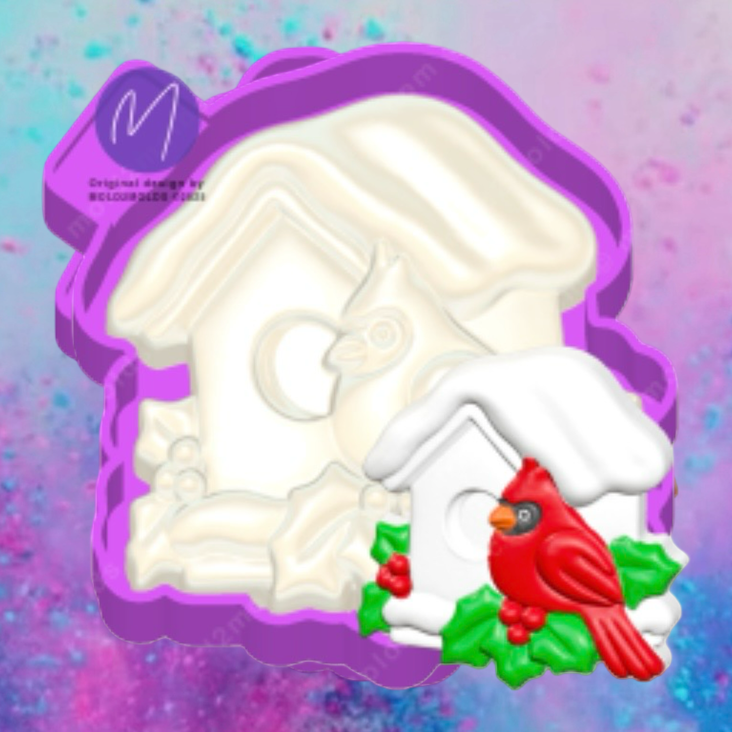 3D Christmas cardinal and bird house freshie molds.