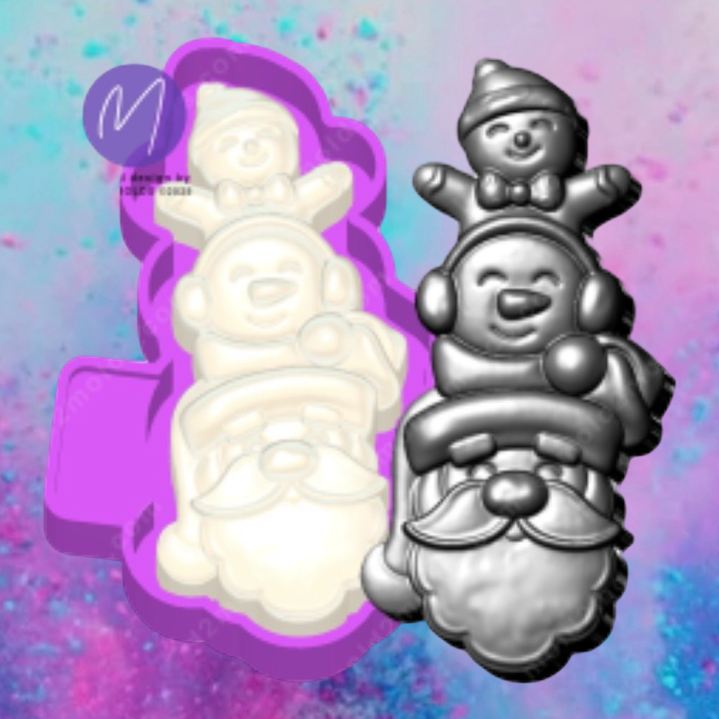3D Christmas stack freshie molds.