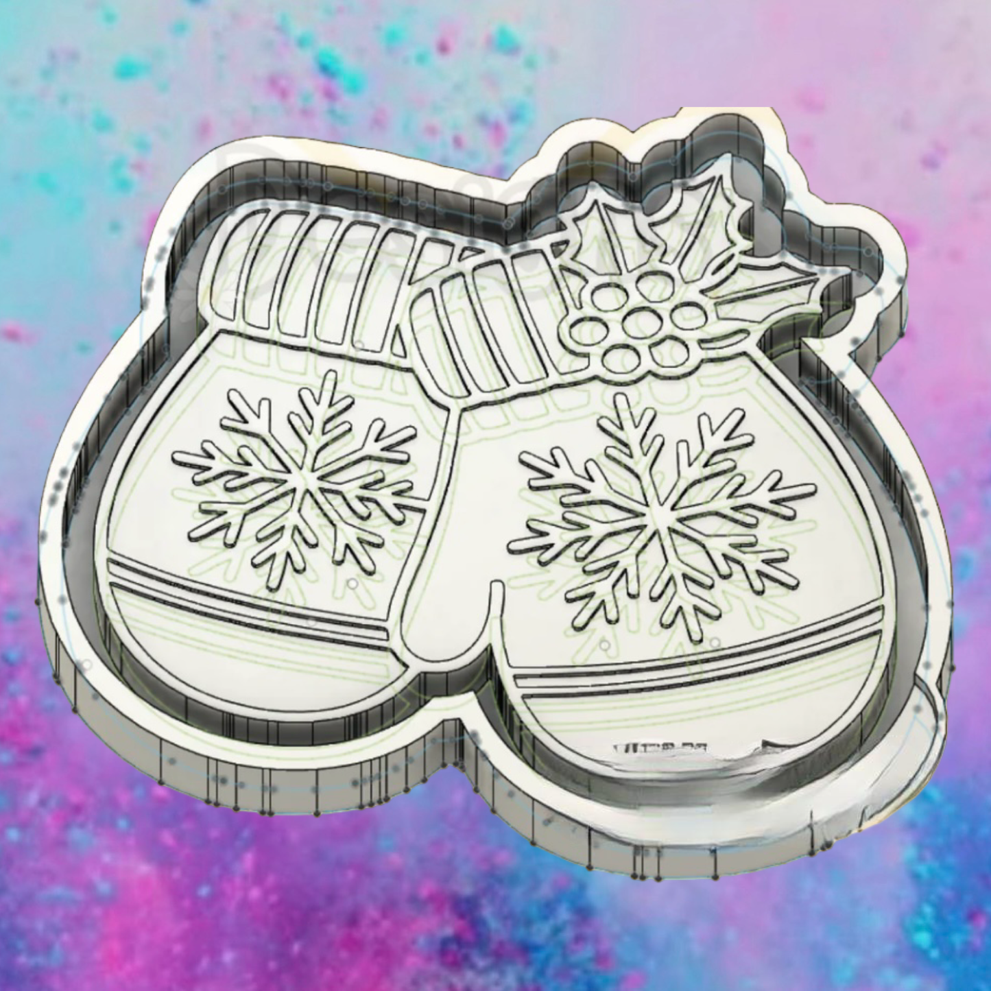 Snowflake mittens freshie mold