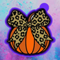 Pumpkin  with Leopard print bow freshie mold