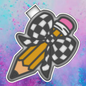 Pencil with checkered bow freshie mold