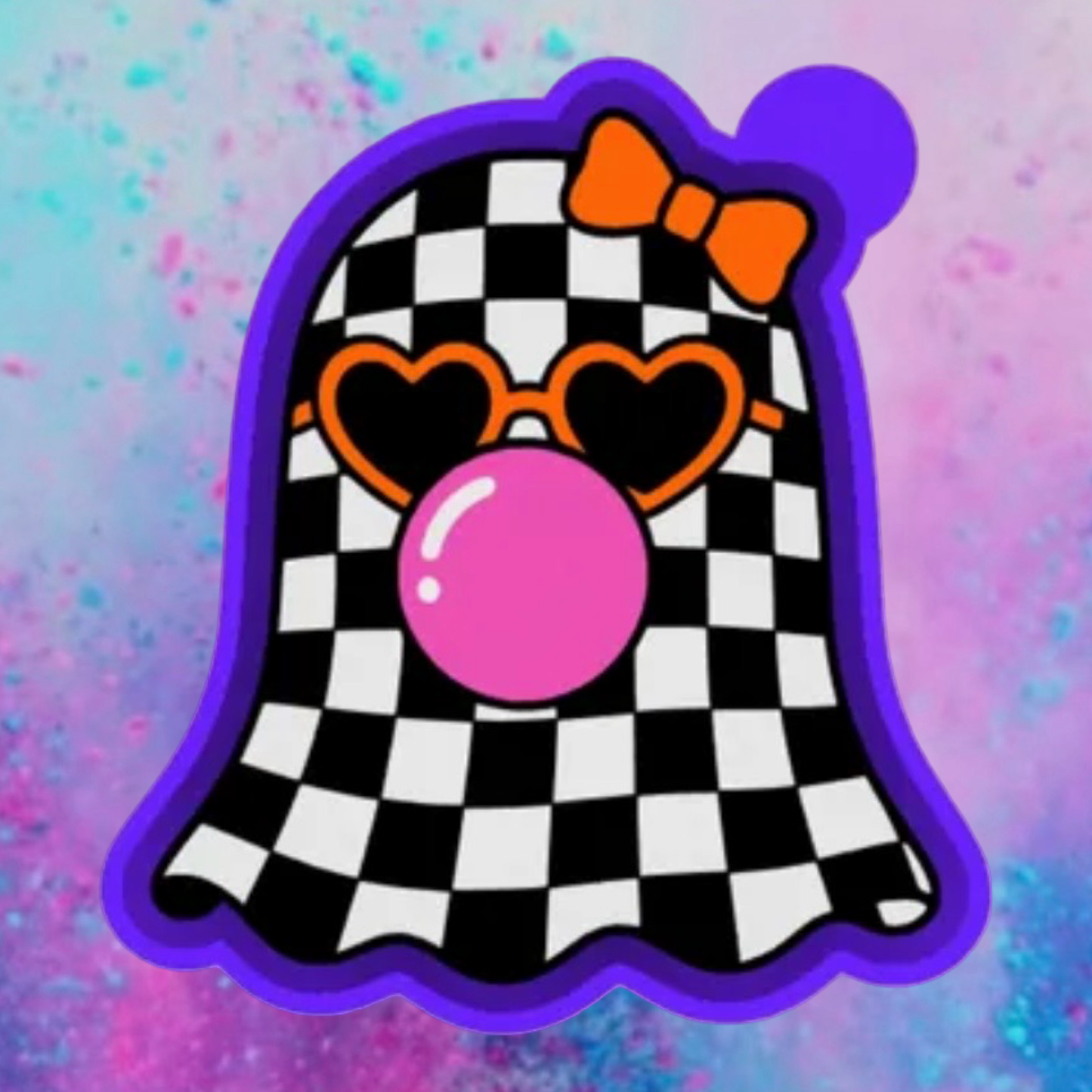 Checkered bubble ghost freshie mold