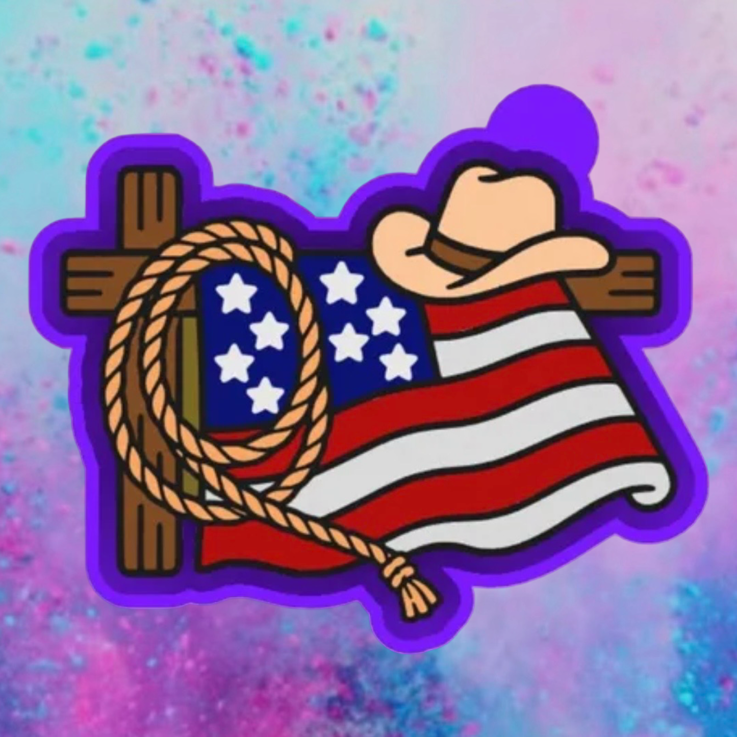 Cowboy  flag USA freshie mold