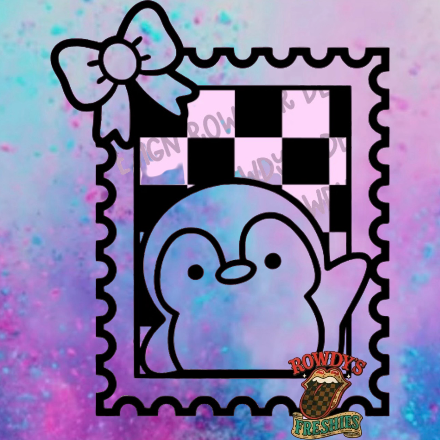 Checkered penguin frame freshie mold