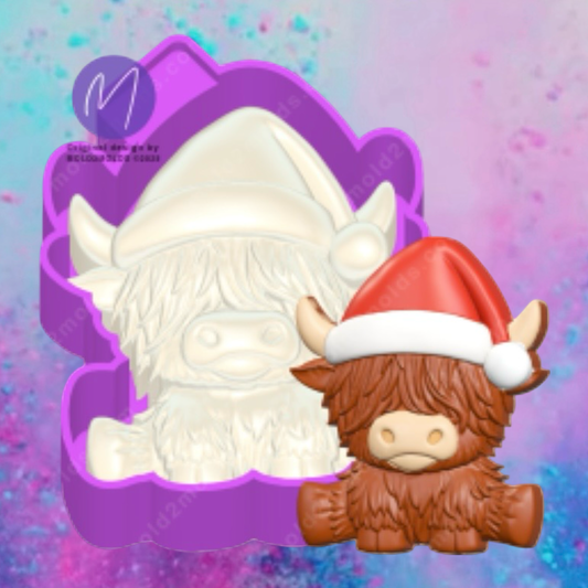 3D Christmas highland cow freshie molds.