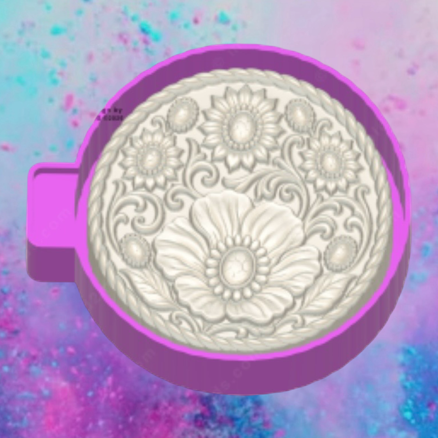 3D Western turquoise flower freshie molds.