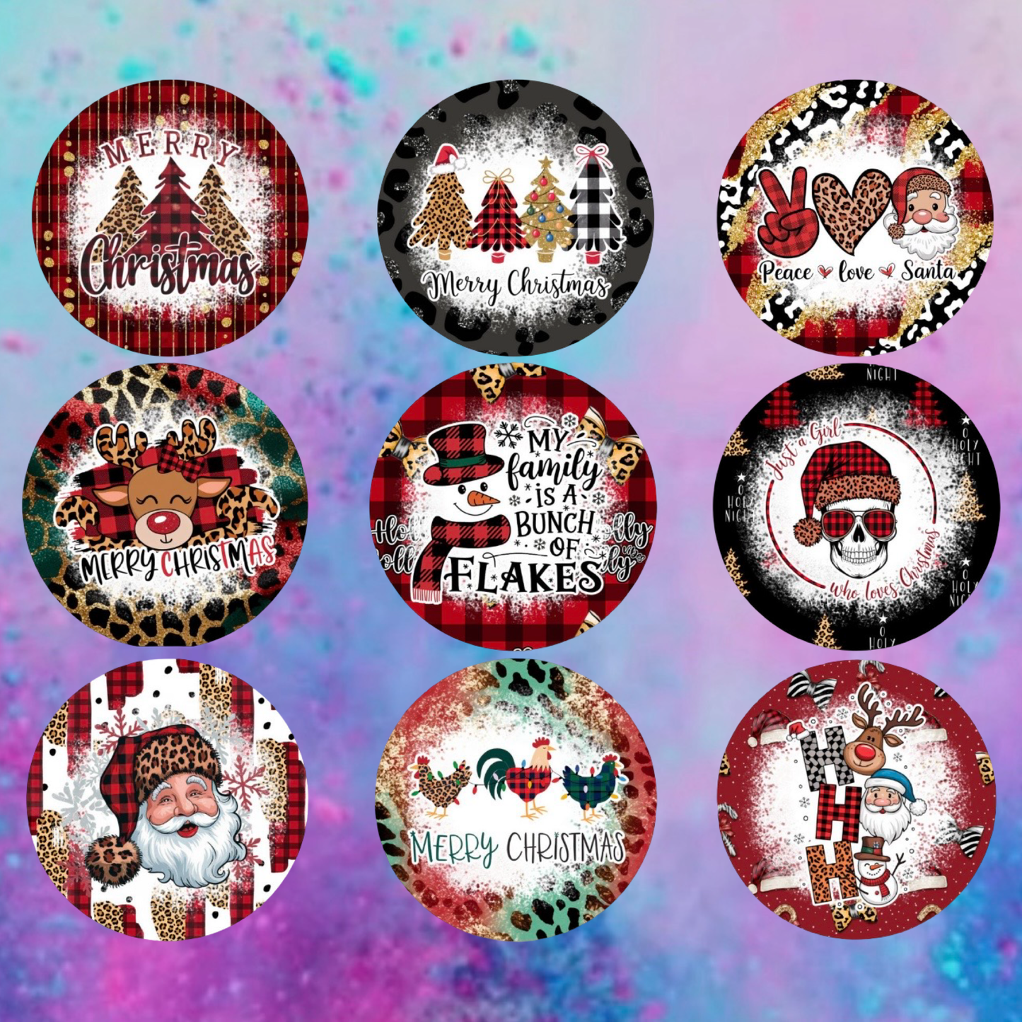 Leopard Christmas round cardstock
