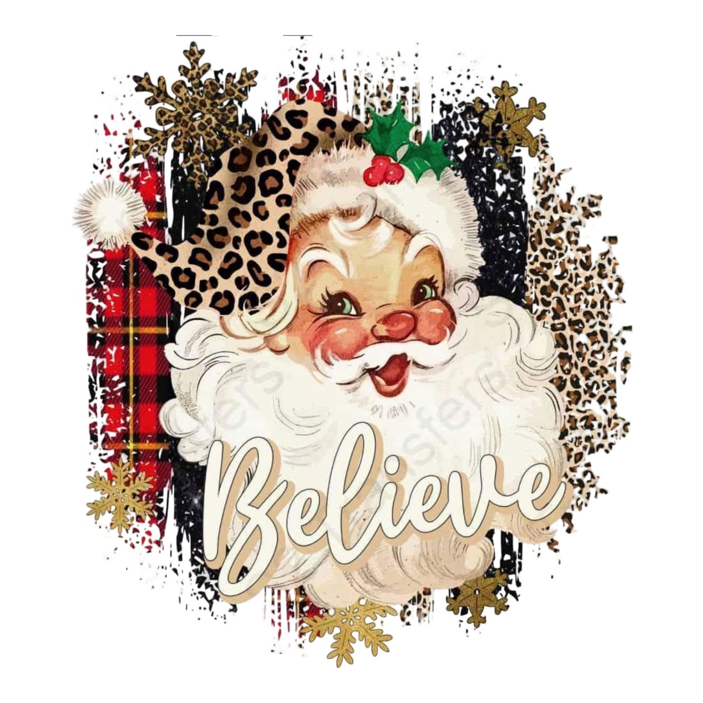 Leopard Santa round cardstock
