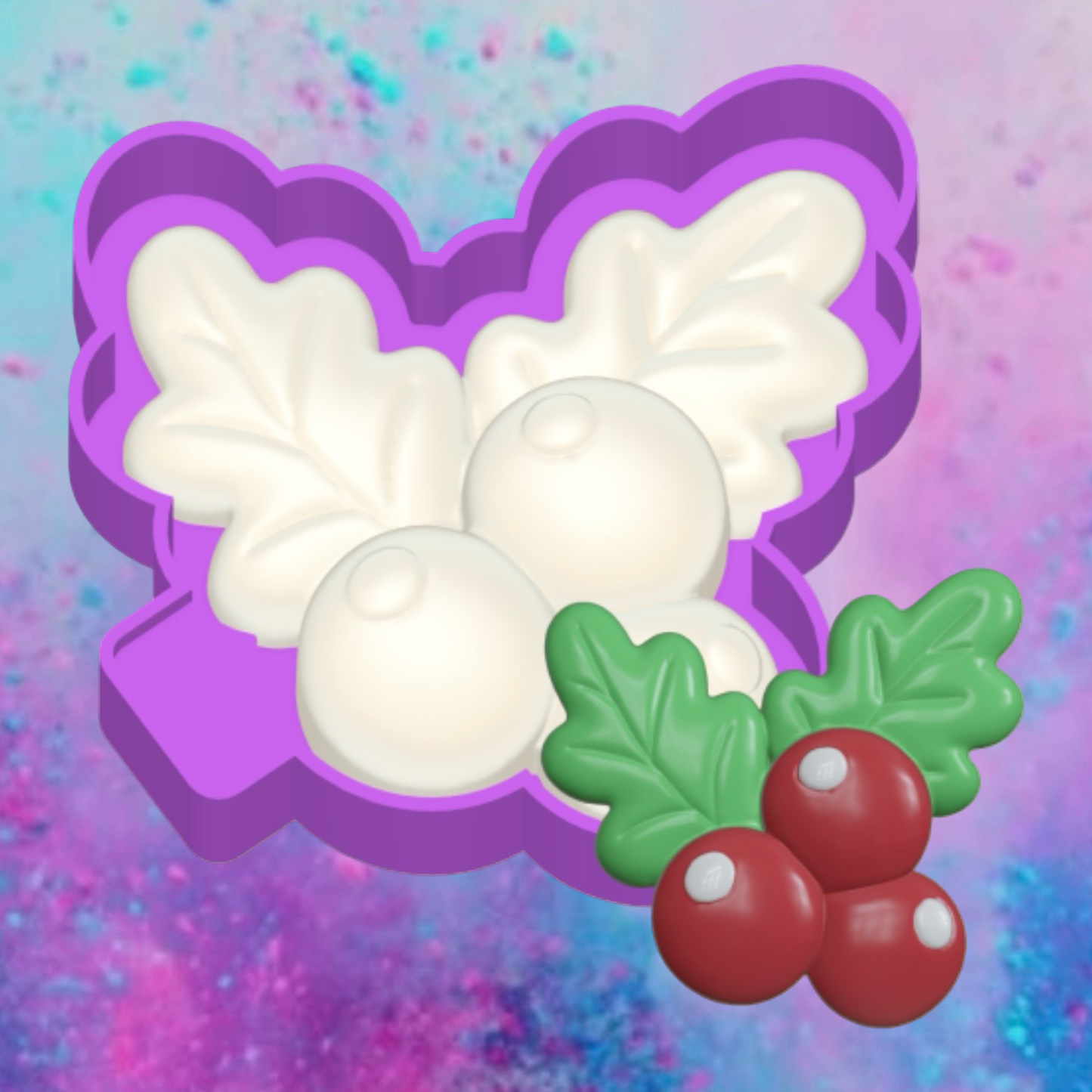 3D Christmas Holly freshie molds.