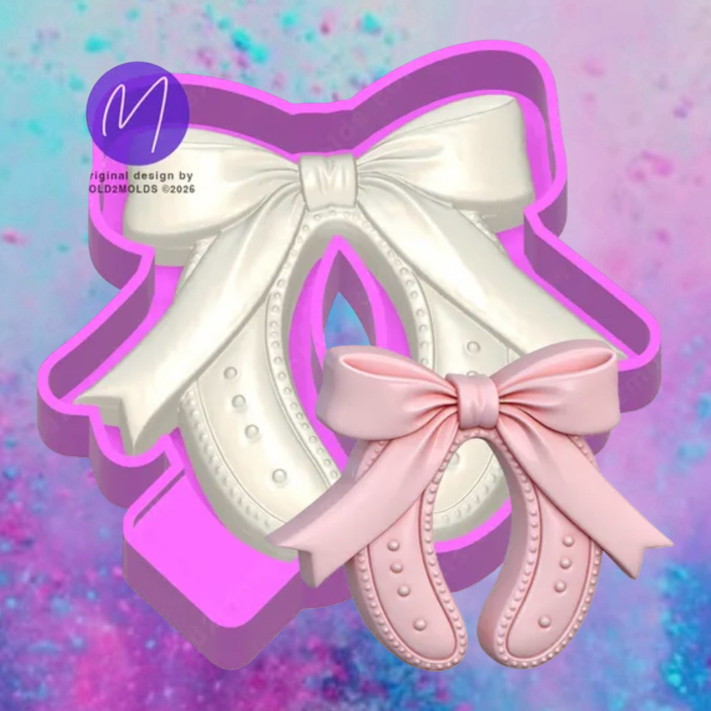 3D horseshoe and bow  freshie molds.