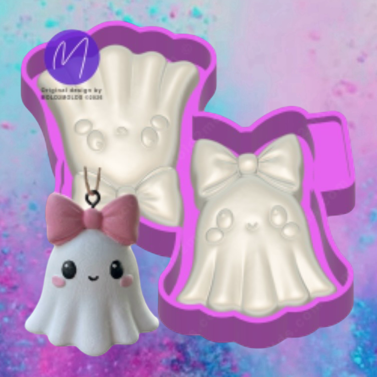 3D coquette Halloween ghost vent clip mold