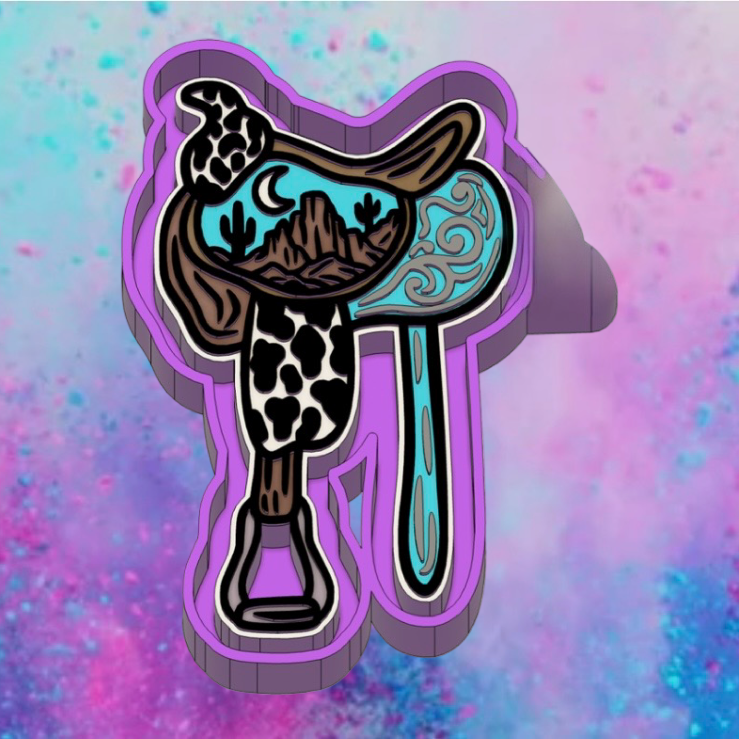 Cow print saddle car freshie mold.