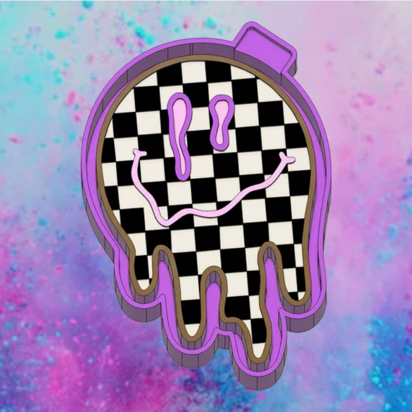 Dripping checked smiley face car freshie mold v