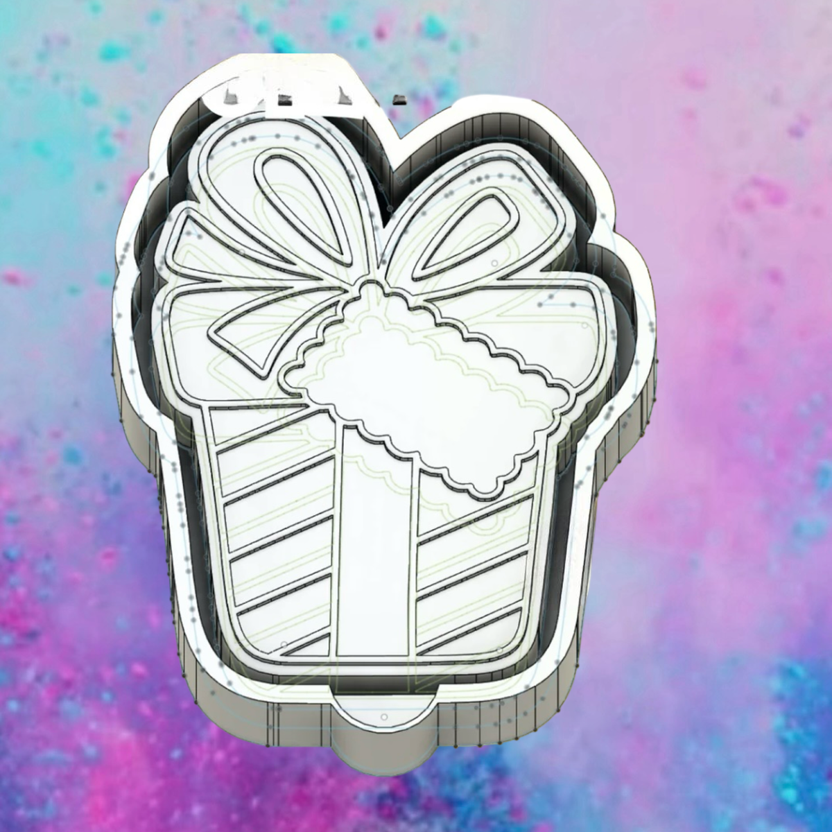 Gift box with bow  freshie mold