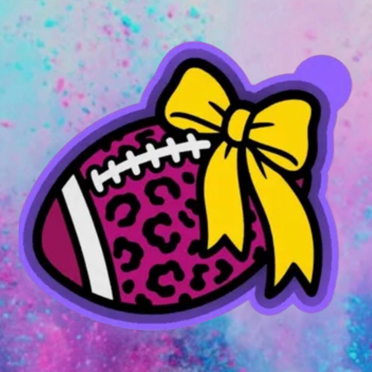 Cheetah print football with a bow freshie mold