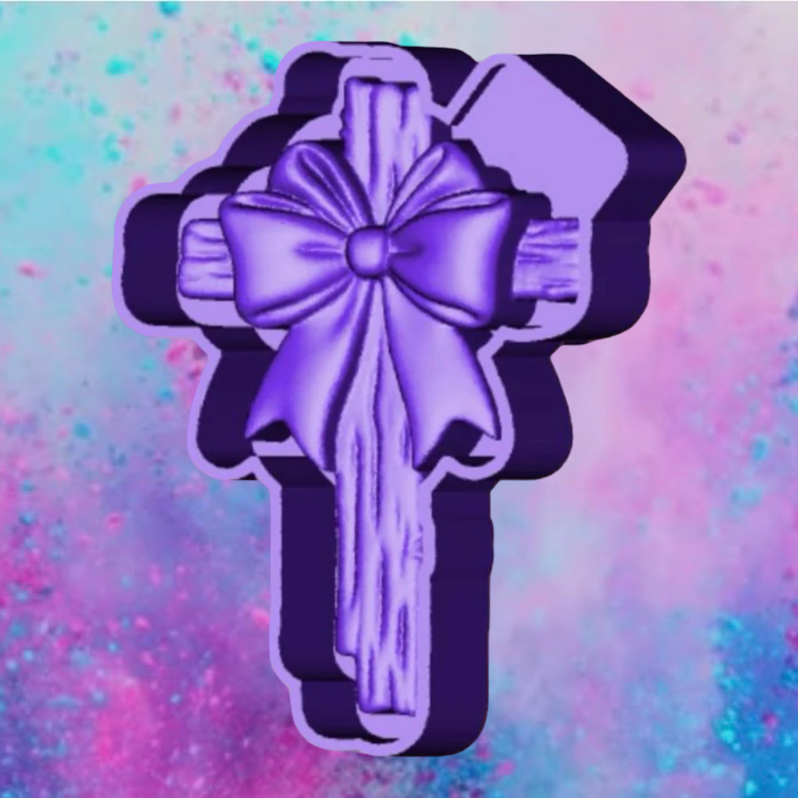 3D cross with bow car freshie molds