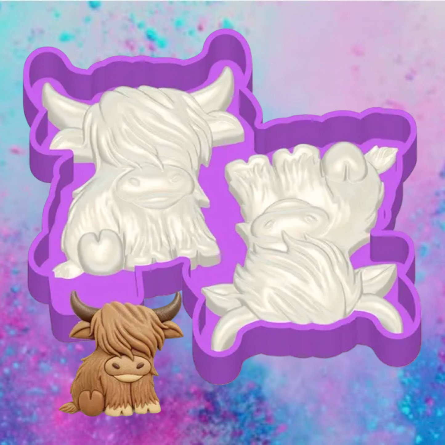 3D Highland cow vent clips car freshie mold.