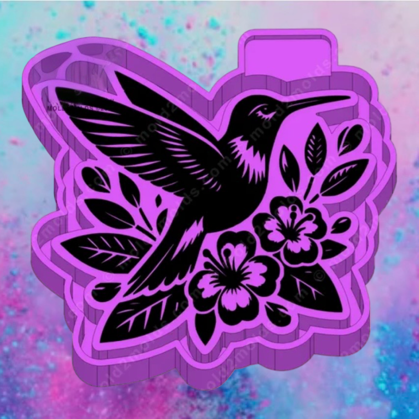 Hummingbird with flowers car freshie mold.