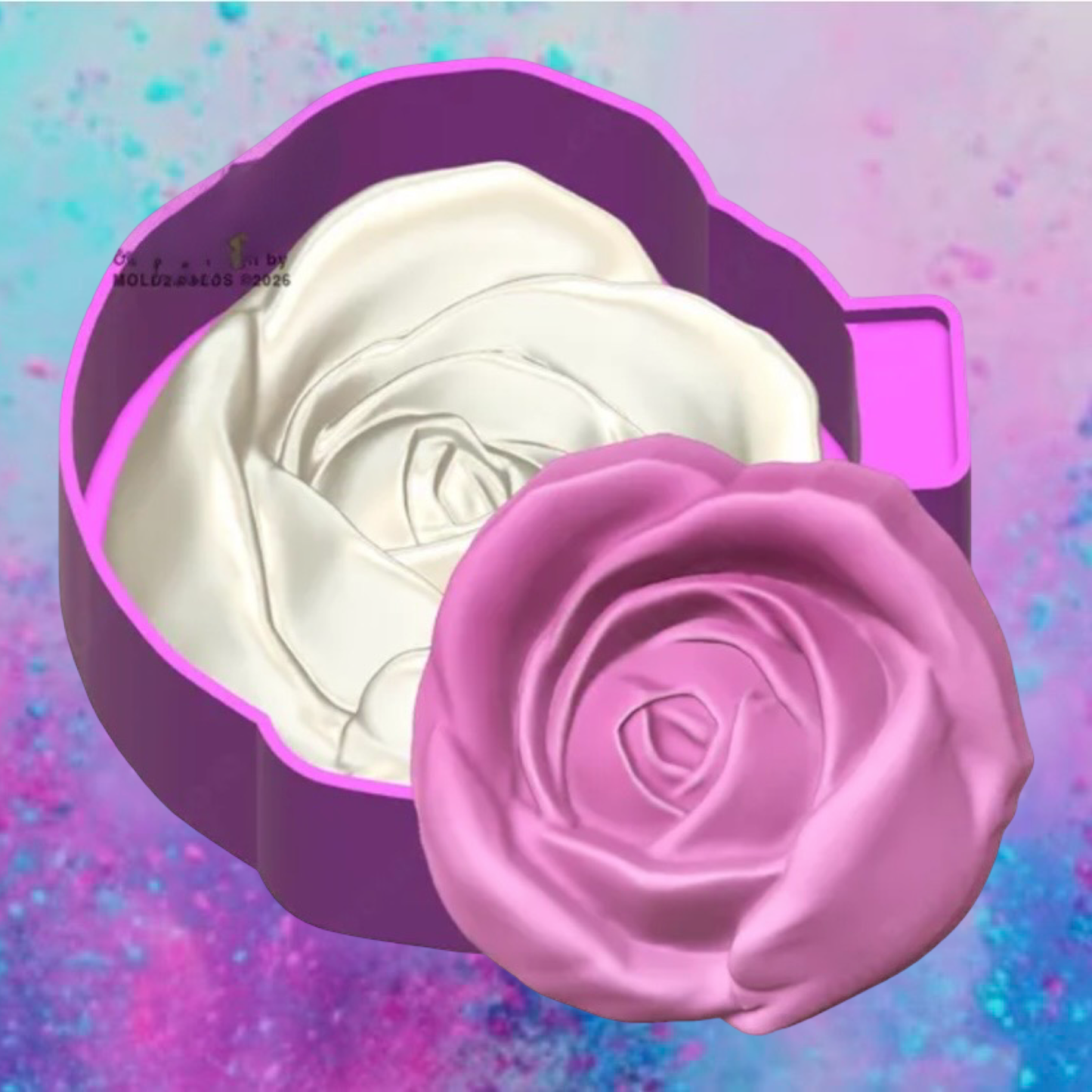 3D print open rose car freshie mold.