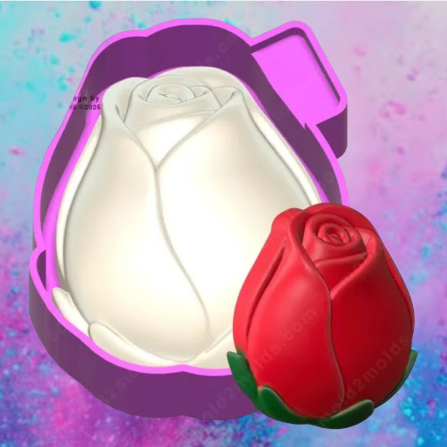 3D print close rose car freshie mold.