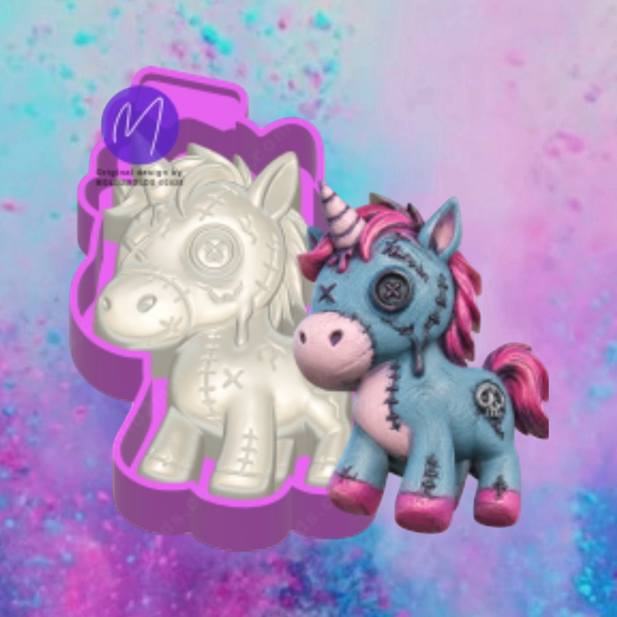 3D patchwork unicorn freshie molds.