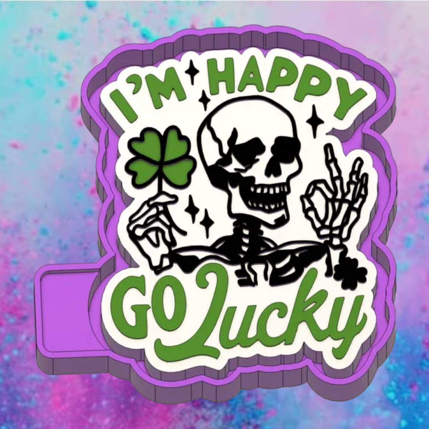 “I’m happy go lucky” car freshie mold.