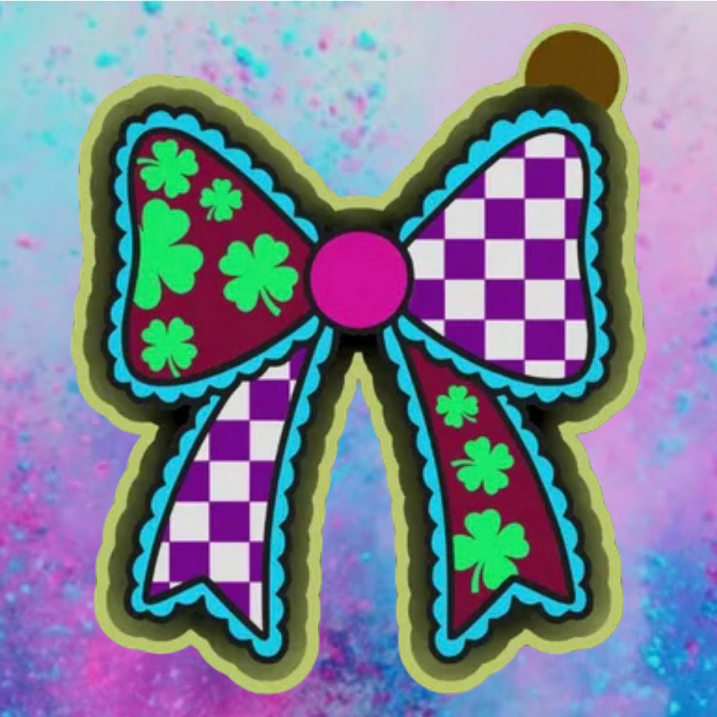 Checked bow with clovers. St. Patrick’s car freshie mold.