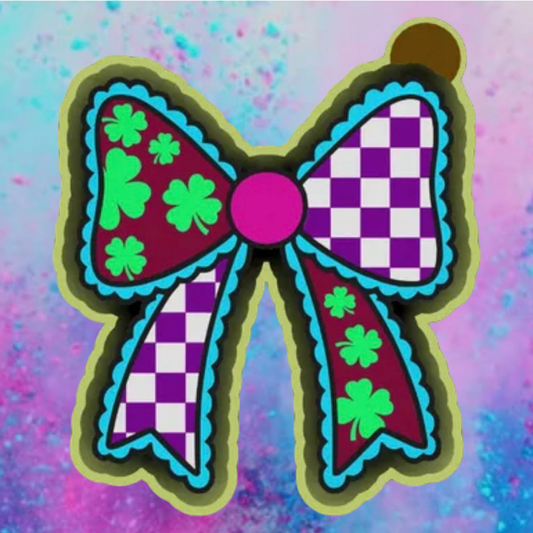 Checked bow with clovers. St. Patrick’s car freshie mold.