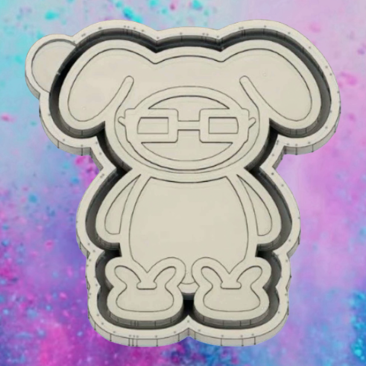 Rabbit with bunny slippers freshie mold