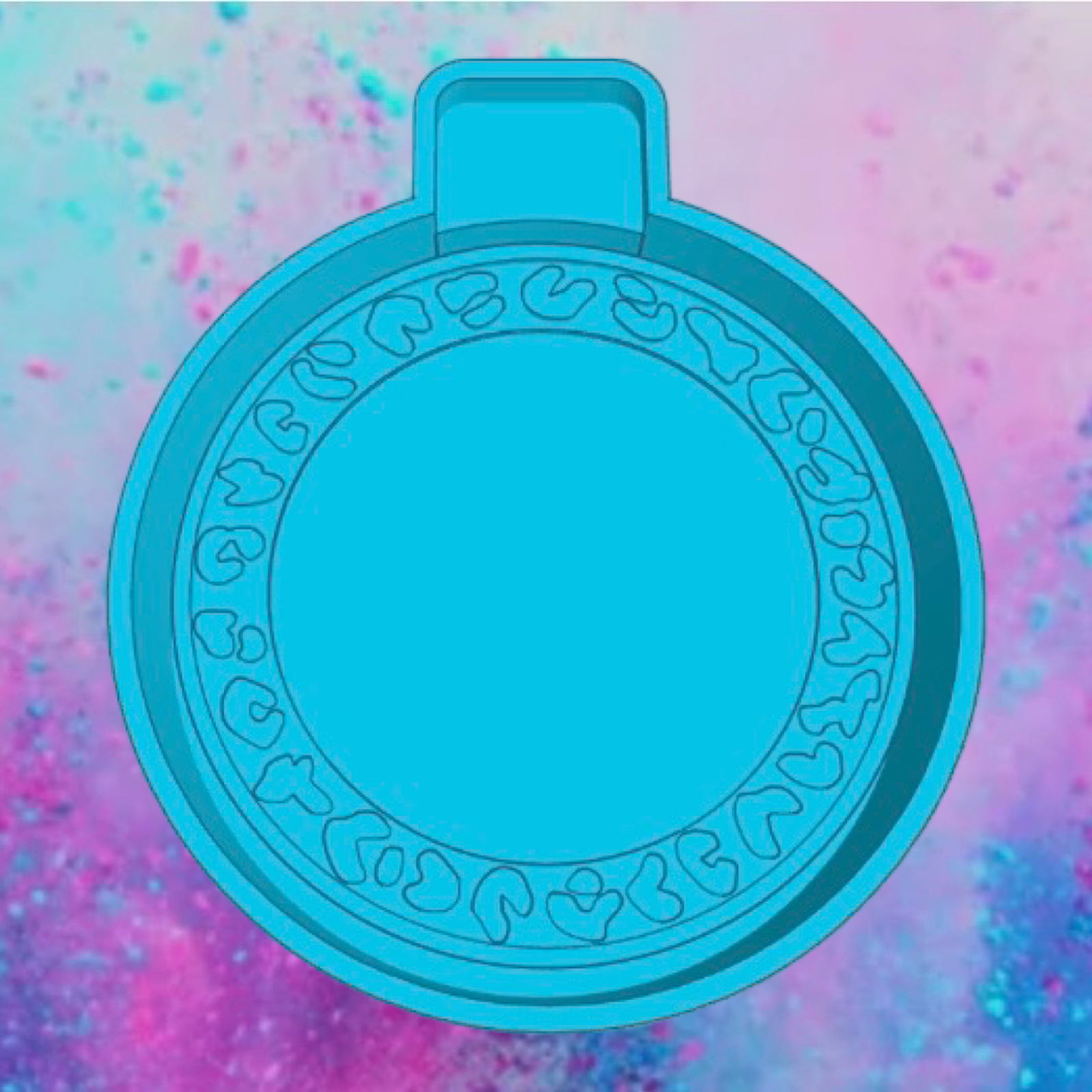 Round Cheetah print card stock car freshie mold.