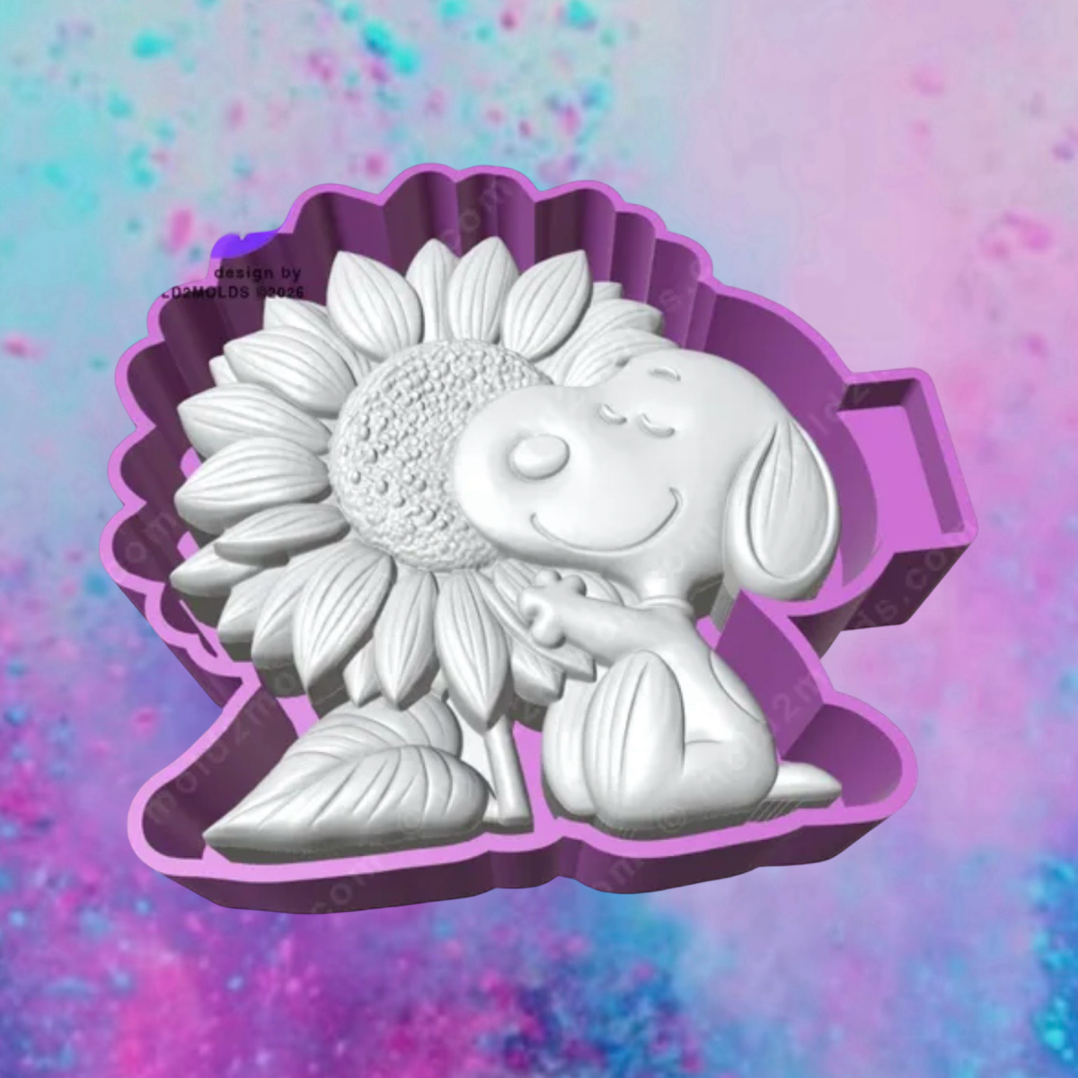3D Snoopy hugging a sunflower freshie molds.