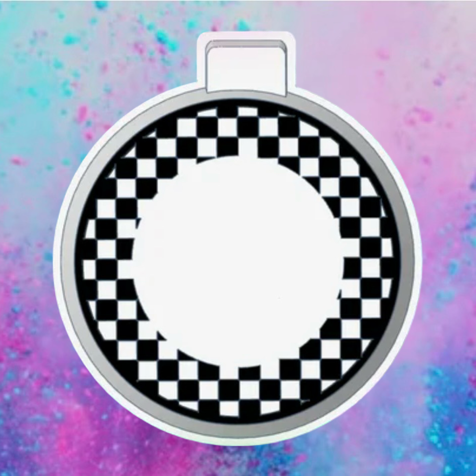 Checkered round cardstock mold.