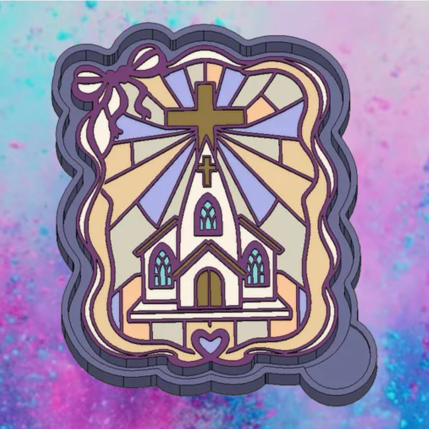 Stain glass church car freshie mold.