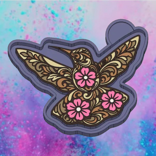 Flower hummingbird car freshie mold.