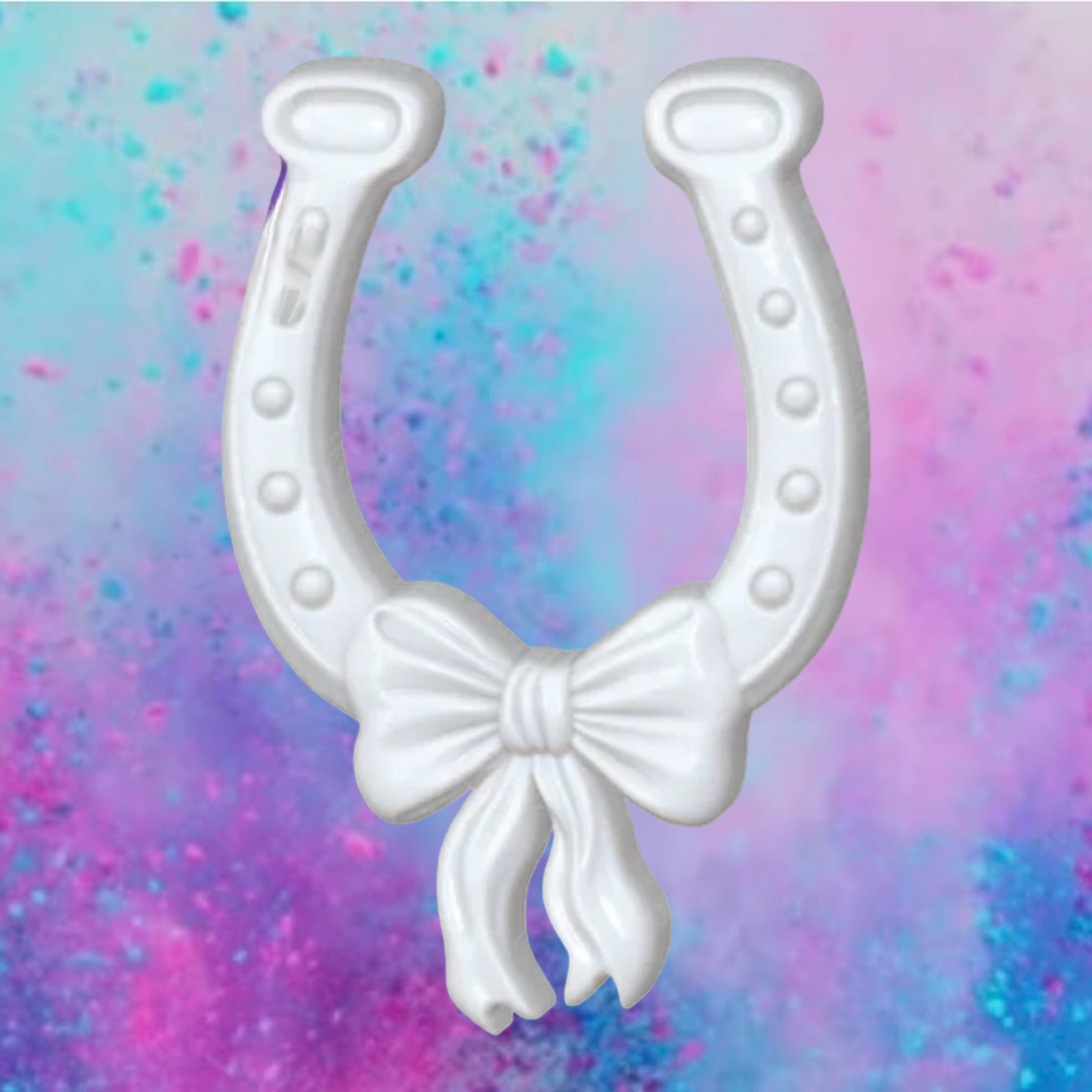 3D horse shoe with bow car freshie mold.