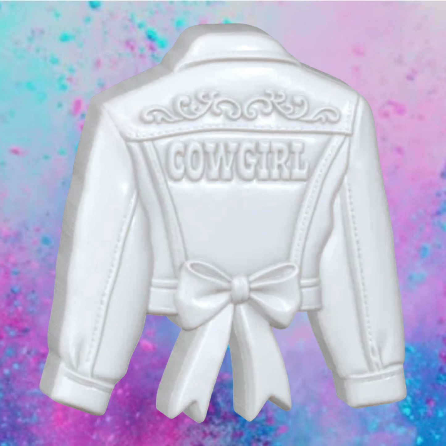 3D western cowgirl jacket car freshie mold.