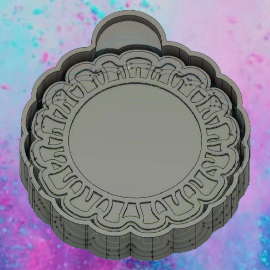 Ruffled round cardstock car freshie mold.
