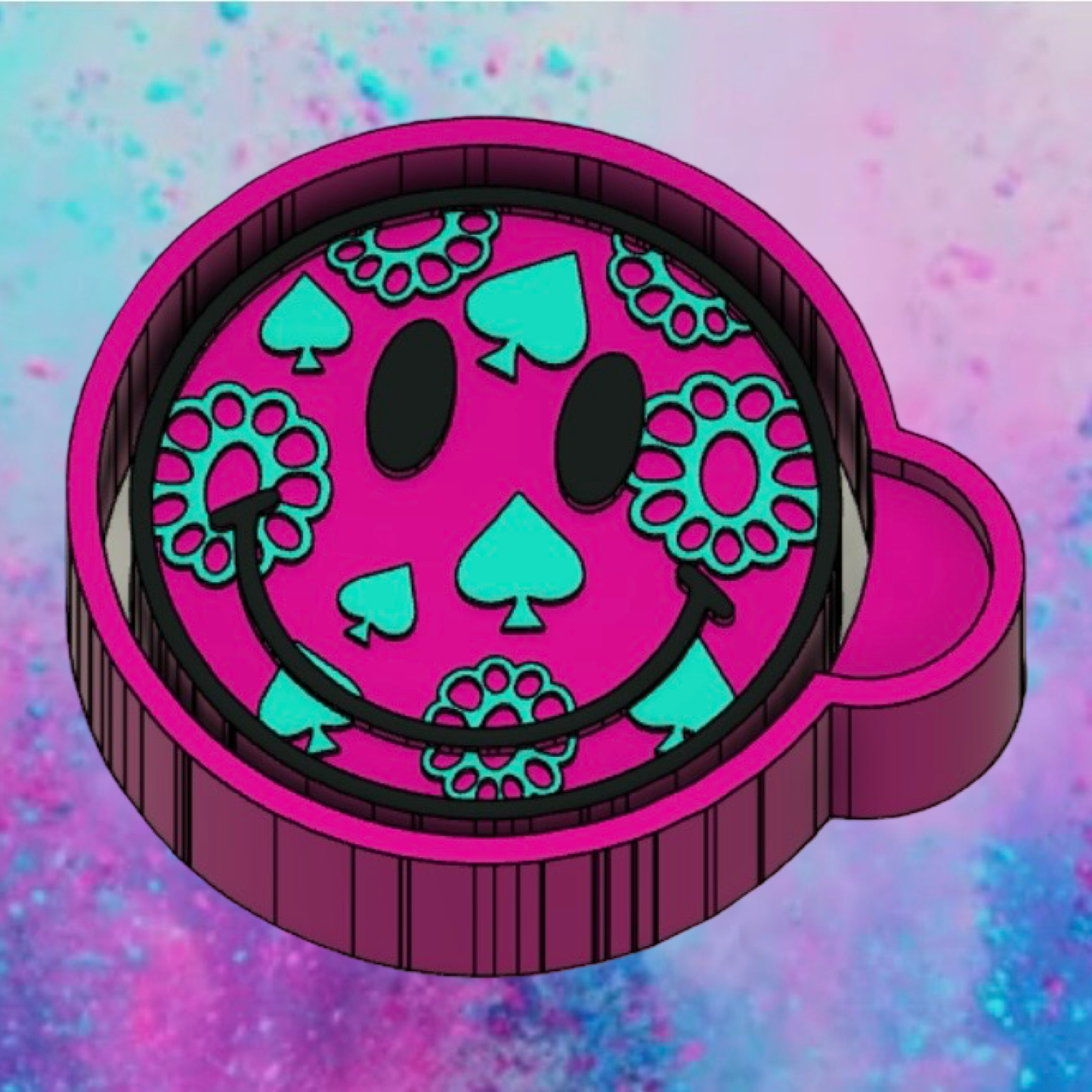 Turquoise smiley face car freshie mold b