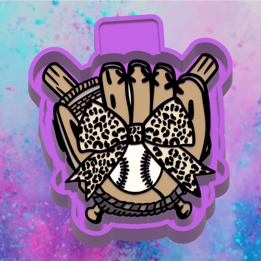 Softball glove with bow car freshie mold.