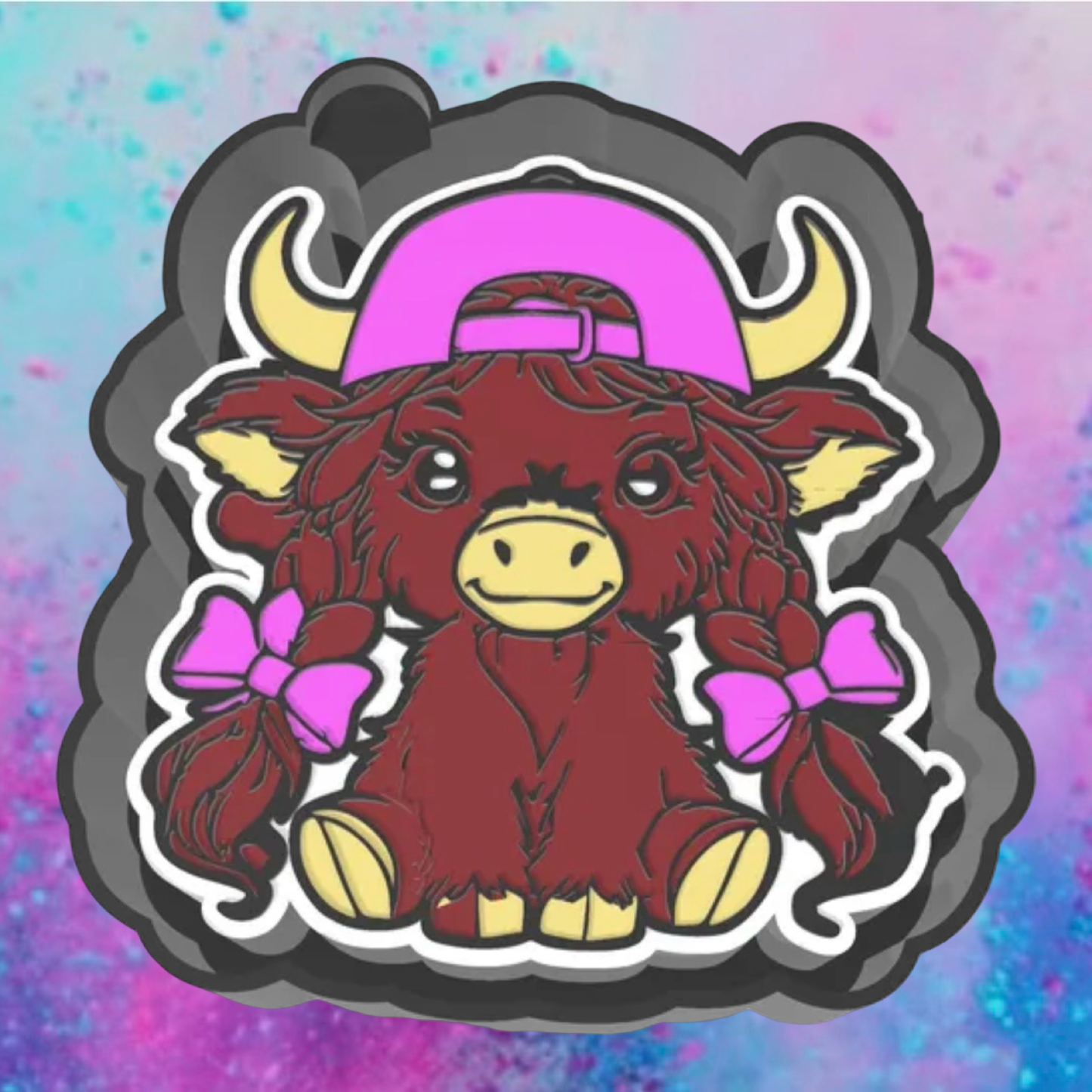 Cowgirl highland cow freshie mold.