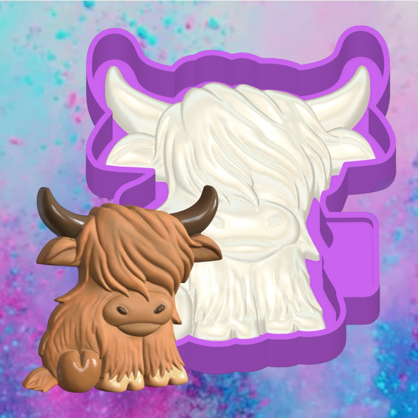 3D print highland cow car freshie mold.